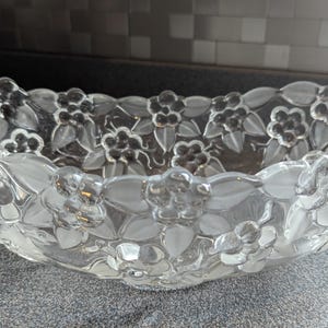 Mikasa Carmen Walther Crystal Oval Dish: Floral Frosted Glass, Made in Germany
