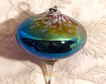 Vintage ornament van geblazen glazen bol: kunstglas voor verzamelaars 5 x 3,5 inch