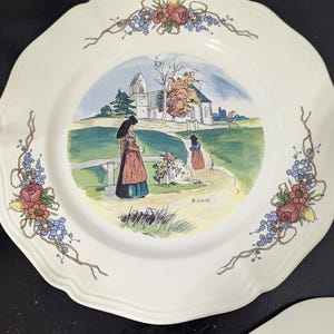 Antique Sarreguemines Obernai Plates: French Country Dinnerware Set
