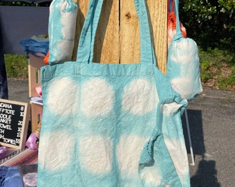 Stuffable Shibori Tote Bags | Reusable | Washable | Packable | Gift Bag | Indigo | Black | Purple | Coral