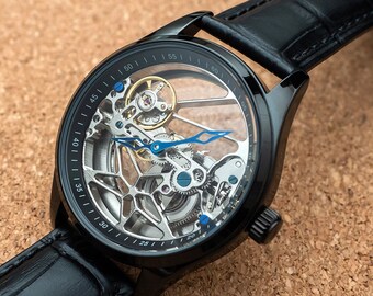 Kronen Sohne Reloj de pulsera mecanico automatico con esfera esqueletica grande para hombre Etsy Mexico