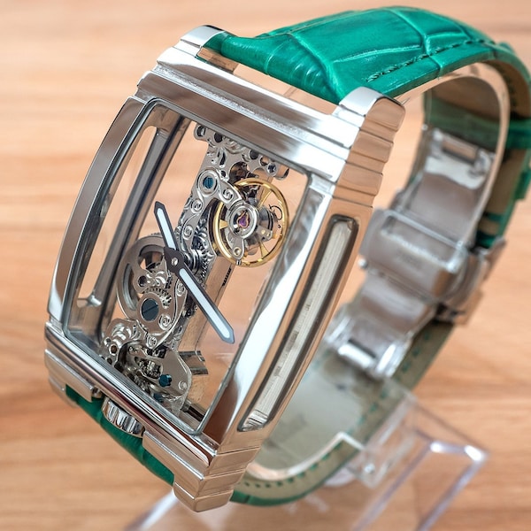 Gepersonaliseerde mode luxe skelet handmatige mechanische skelet horloge sieraden tijd stuk in chroom kleur perfect voor cadeau op maat