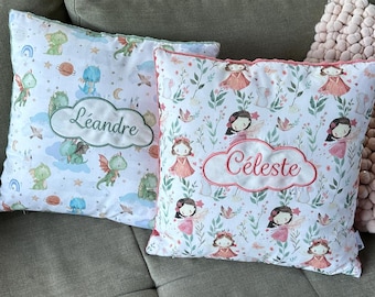 Personalized children's cushion with name – Nursery nap cushion – Baby gift – Collections range – Handmade in France