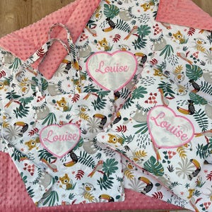 Ecole Maternelle - LOT Couverture et Housse Coussin et Totebags personnalisés - Choisissez articles, tissus et coloris - Livraison Relais