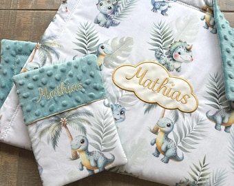 DINO New! Personalized Baby Gift Set: Blanket and matching items of your choice / Baby/Young Child / Delivery to a Pickup Point / Gift Idea