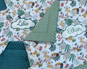 Couverture bébé personnalisée prénom – Couverture naissance – Cadeau bébé – Motif nuage – Fait main France