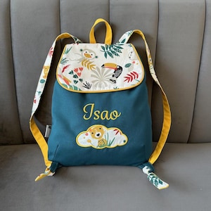 JUNGLE Blanc Sac à dos personnalisé / Sac à dos maternelle / Sac à dos enfant fait-main en Provence / Livraison en point relais par défaut
