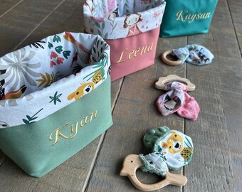 Personalized baby basket – Changing table storage basket – Collections range – Handmade in France