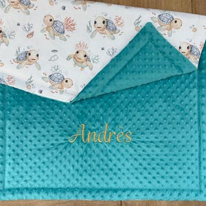 Thème Mer – Couverture bébé personnalisée prénom – Designs au choix – Cadeau naissance – Fait main France