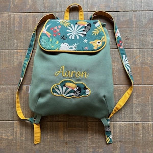 JUNGLE Vert Sac à dos personnalisé / Sac à dos maternelle / Sac à dos enfant fait-main en Provence / Livraison en point relais par défaut