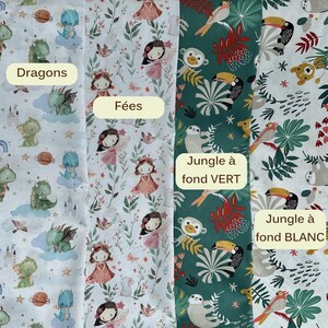 Tissus à motifs disponibles – choix à indiquer en zone "personnalisation"