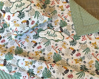 Personalized nursery gift set – blanket, cushion and tote bag – back to school – choice of fabrics and sizes – handmade