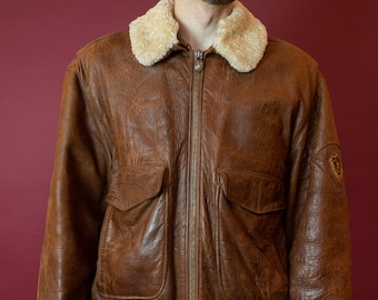 Vintage 1980s Hugo Boss Mens Brown Lightweight Bomber Jacket With