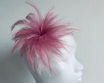 Alison - Dusky Pink feather fascinator, weddings, racing, ladies day, special occasion