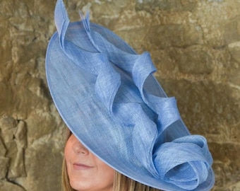 Cornflower Blue Statement Fascinator Royal Ascot Disc Fascinator Dubai Weddings Cocktail Party Ladies Day Formal Headpiece Headwear hairband