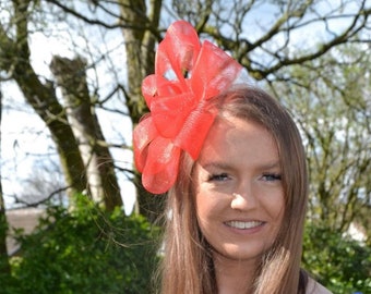 Steffi -  Red looped delicate crinoline fascinator, weddings, royal ascot, Ladies Day,