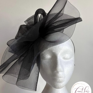 Taylor -  Black  ruched crinoline fascinator, weddings, royal ascot, Ladies Day,