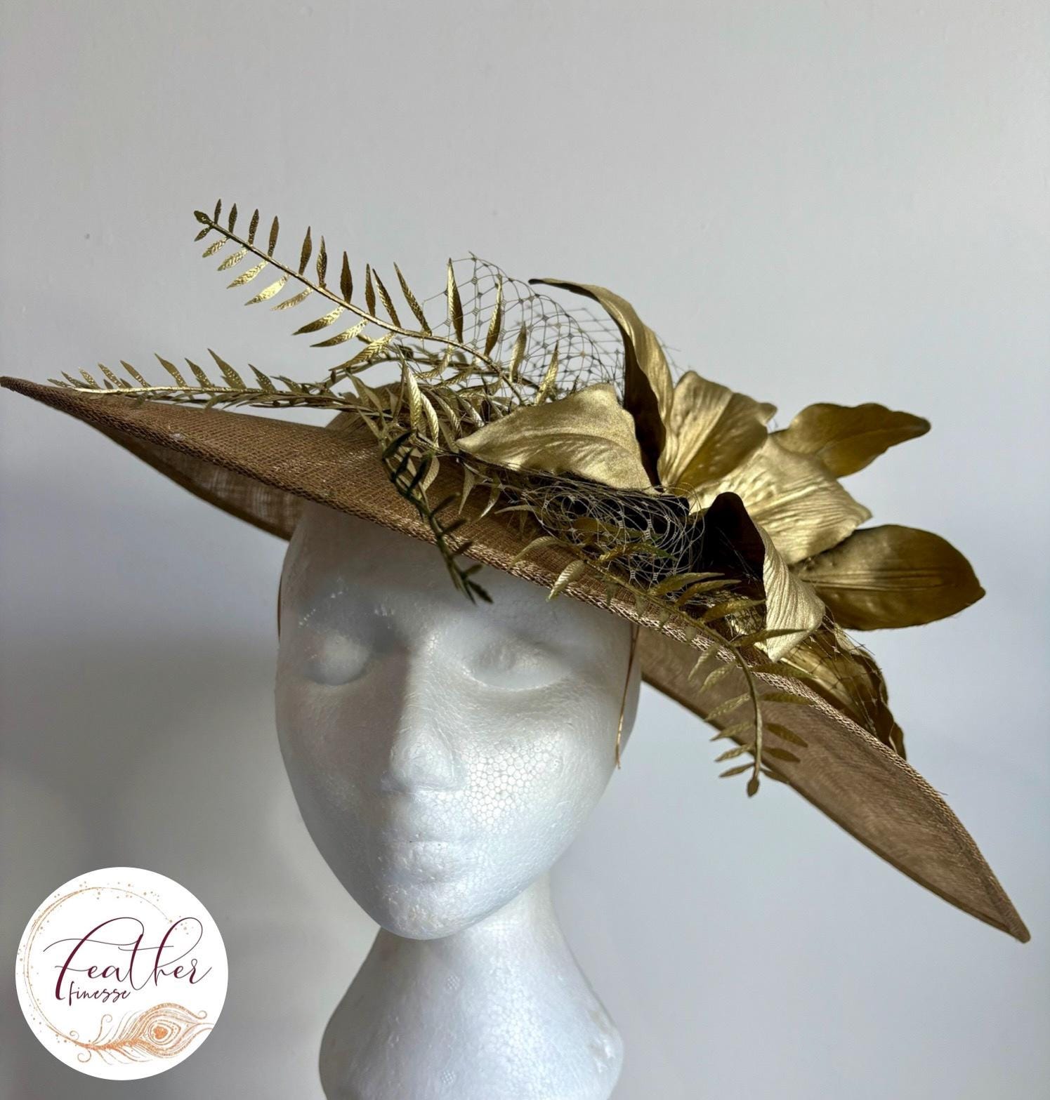 Metallic Gold Wide Brim Hat - Etsy Canada display picture 3
