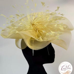 Lemon Fascinator Hat Wedding Guest Races Ladies Day Disc Headband Hatinator Racing Ladies Day, One off style, unique