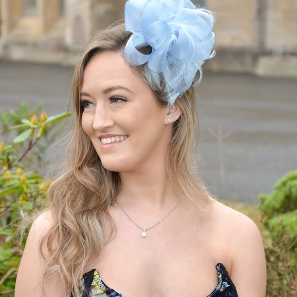 Annabella, Baby blue  crinoline, fascinator, royal ascot races, weddings