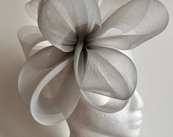 Steffi - Silver Grey looped delicate crinoline fascinator, weddings, royal ascot, Ladies Day,