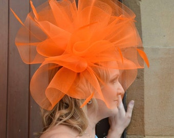 Daisy-  Bright Orange Crinoline Fascinator, Suitable Special Occasions, Weddings, Royal Ascot, Ladies Day