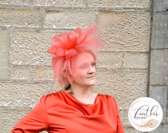 Taylor -  Burnt Orange Crinoline Fascinator, Suitable Special Occasions, Weddings, Royal Ascot, Ladies Day