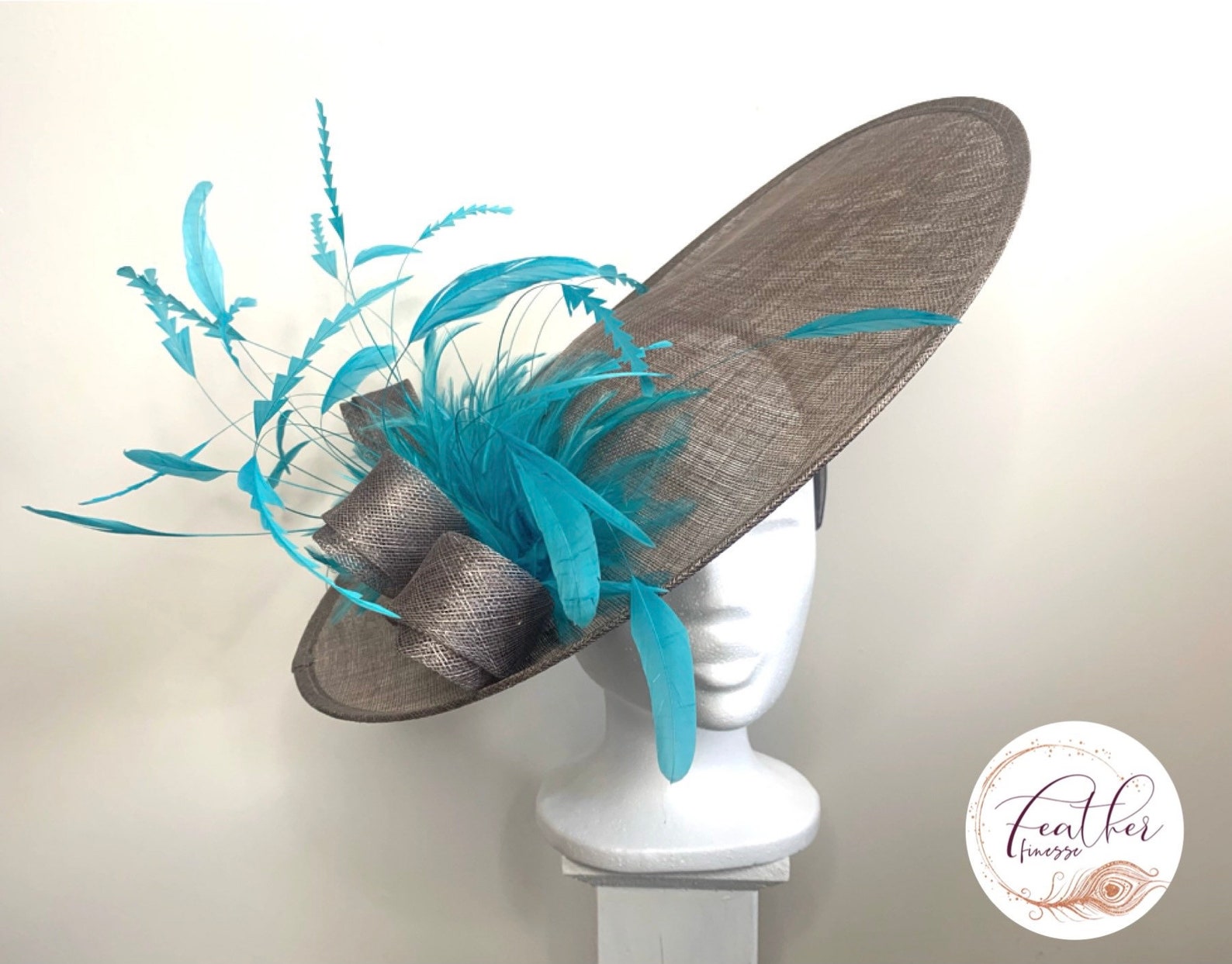 Macy Pewter Grey & Lagoon Blue Saucer Fascinator Stunning Etsy