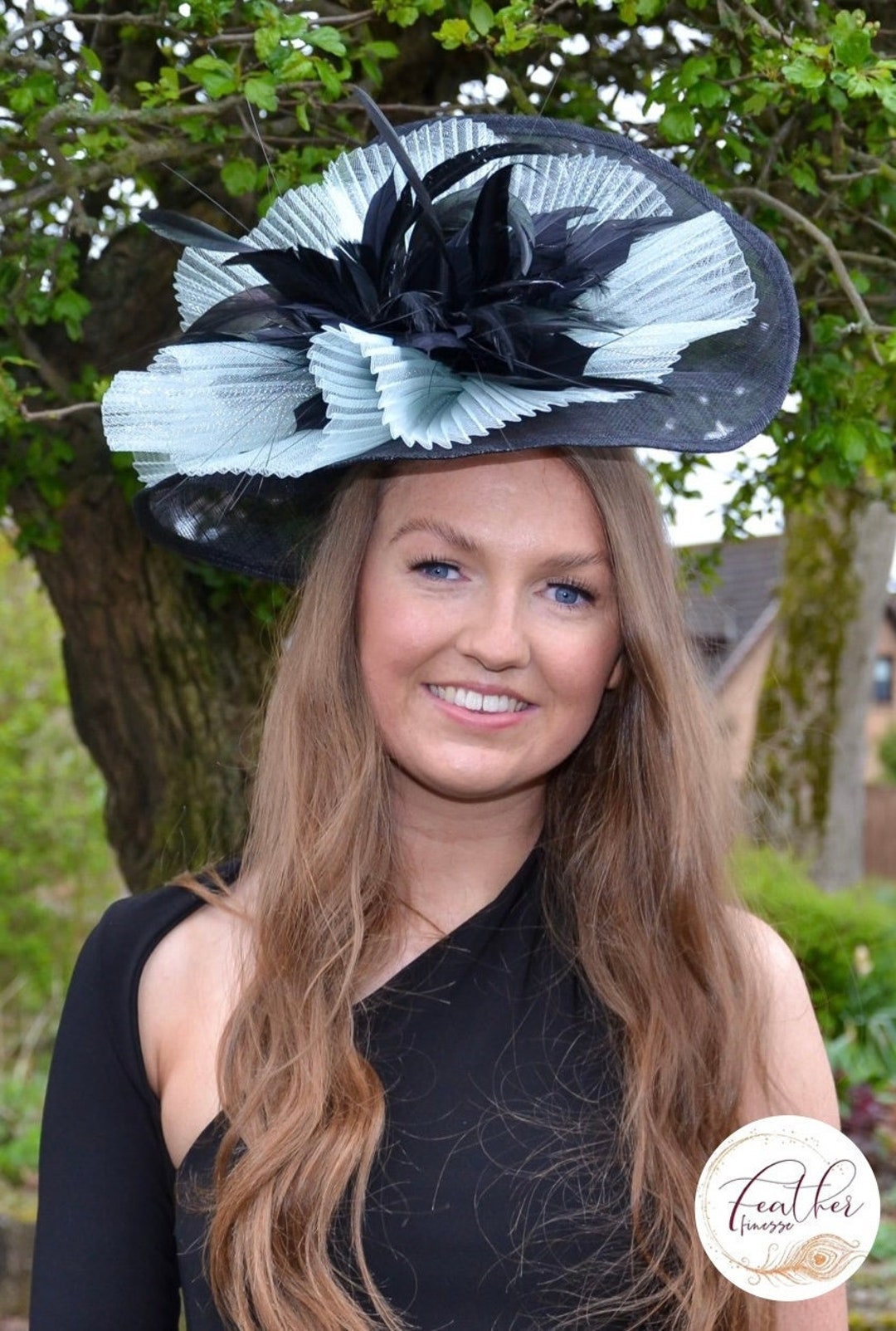 Cassandra Black and Mint Green Large Fascinator Weddings Etsy