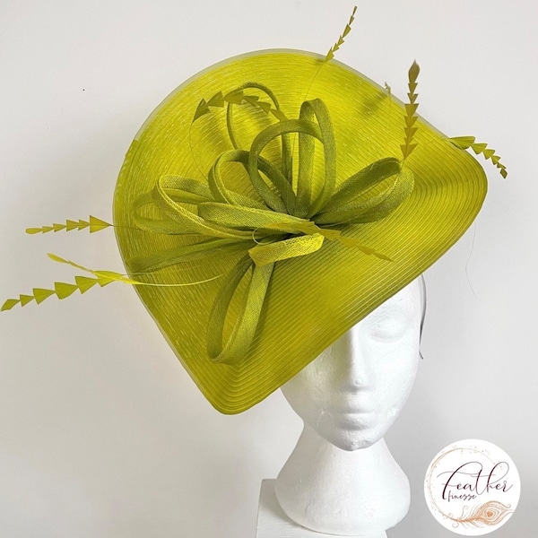 Charm - Lime Green crinoline  saucer  with Royal Blue Detail fascinator, weddings, racing, ladies day, special occasion, mother of the bride
