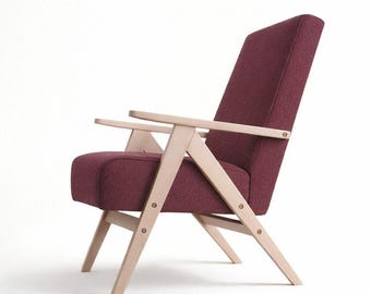 Mid-Century Armchair – 100% Wool Upholstery, Solid Beech Frame, Made to Order in Europe