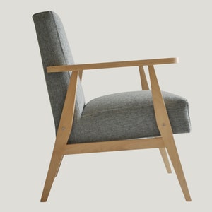 Armchair with eco Upholstery and Solid Oak Frame in Mid-century Modern style - with a choice of colours