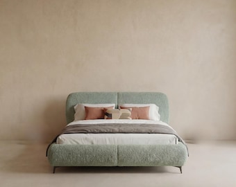 STRATUS Boucle Bed with Storage | 140x200 160x200 180x200 200x200 cm / 55x79 63x79 71x79 79x79 in | Custom Color