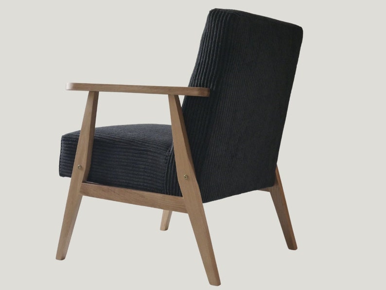 Minimalistischer Sessel aus Eichenholz mit Kordbezug und Personalisierung wählen Sie Ihre Farbe Bild 3