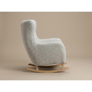 NUAGE | Large Bouclé Armchair | Rocking Chair with Footstool | Hybrid Runners/Legs | Custom Fabric & Wood