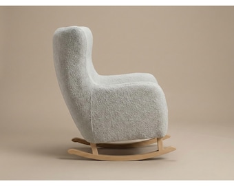NUAGE | Large Bouclé Armchair | Rocking Chair with Footstool | Hybrid Runners/Legs | Custom Fabric & Wood