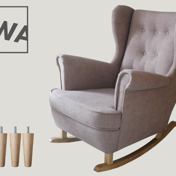 Handgefertigter großer Hybrid-Sessel: vom klassischen Sessel zum entspannenden Schaukelstuhl