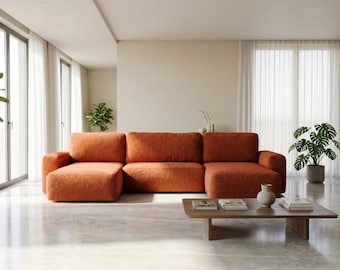 U-Shaped Sectional Sofa Bed – Modular Sleeper with Storage, Fully Upholstered