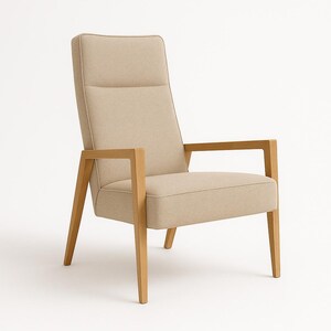 Handcrafted Oak Armchair YVA with Memory Foam |Timeless Comfort