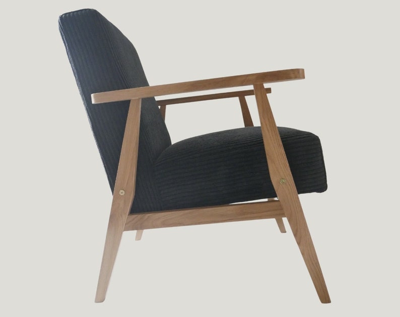 Minimalistischer Sessel aus Eichenholz mit Kordbezug und Personalisierung wählen Sie Ihre Farbe Bild 2