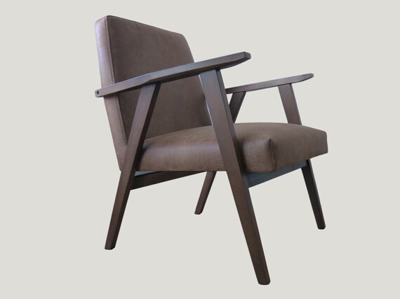 Brown Armchair is Made of Solid Wood 70 Natural Leather Loft
