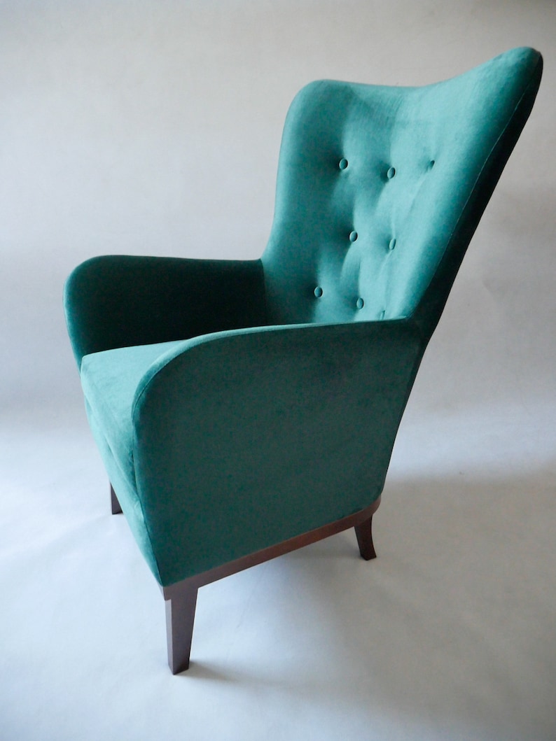 Comfortable and durable armchair in bottle green/ High Quality Etsy