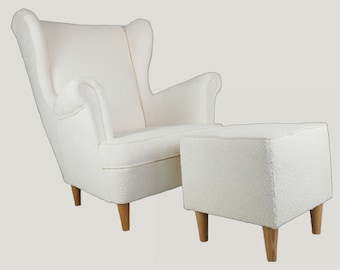 Comfort-Optimized Large Cream Bouclé Armchair – Perfect for Relaxation & Style - Handmade In Europe