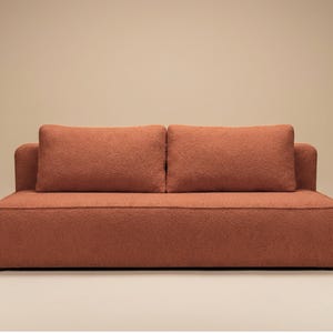 Bouclé Slaapbank | Uitklapbed | Opbergruimte | Afgerond Design | Handgemaakt afbeelding 5
