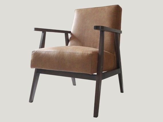 Rust leather 2024 accent chair