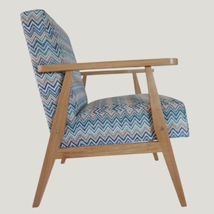Oak armchairs with colorful zigzag fabric/ lounge chair /accent armchair - NewDesign