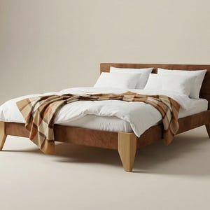 Upholstered Bed Frame · Premium Faux Leather · Solid Oak Legs · Any Size & Color · High Headboard · European Craftsmanship