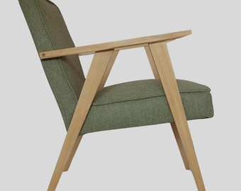 Modern armchair - solid oak wood frame with choice of upholstery - inspired by timeless design