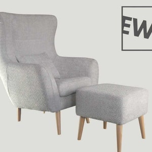 Cosy Bouclé Fabric Hybrid Armchair - Large Lounge Chair with Footrest and Rocking Options - Handmade in Europe