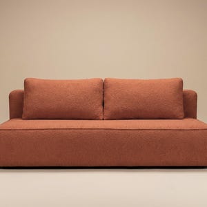 Bouclé Slaapbank | Uitklapbed | Opbergruimte | Afgerond Design | Handgemaakt afbeelding 3